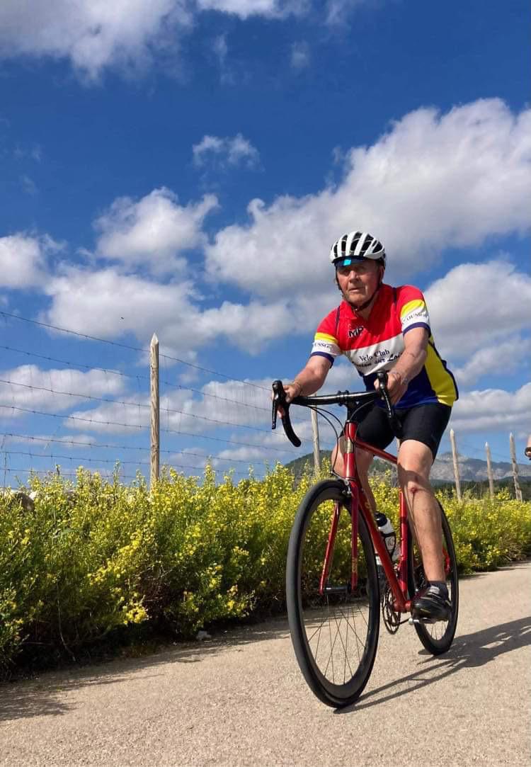 Geoff Twelvetree riding his road bike